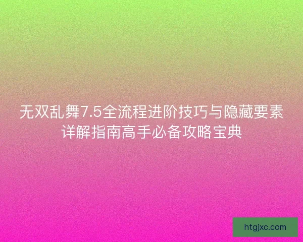 无双乱舞7.5全流程进阶技巧与隐藏要素详解指南高手必备攻略宝典