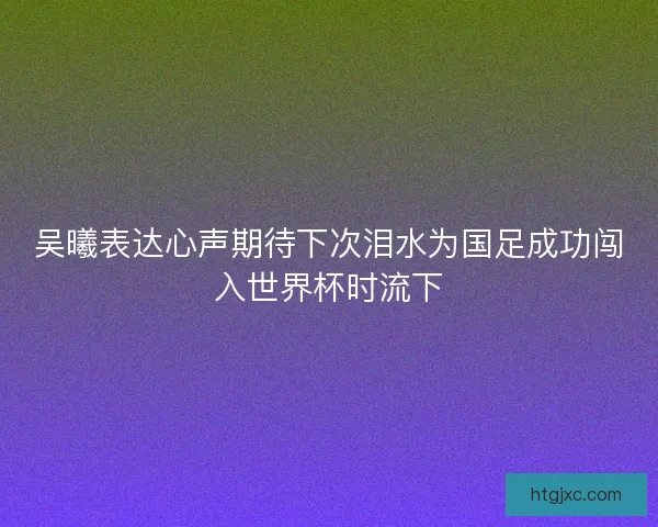 吴曦表达心声期待下次泪水为国足成功闯入世界杯时流下